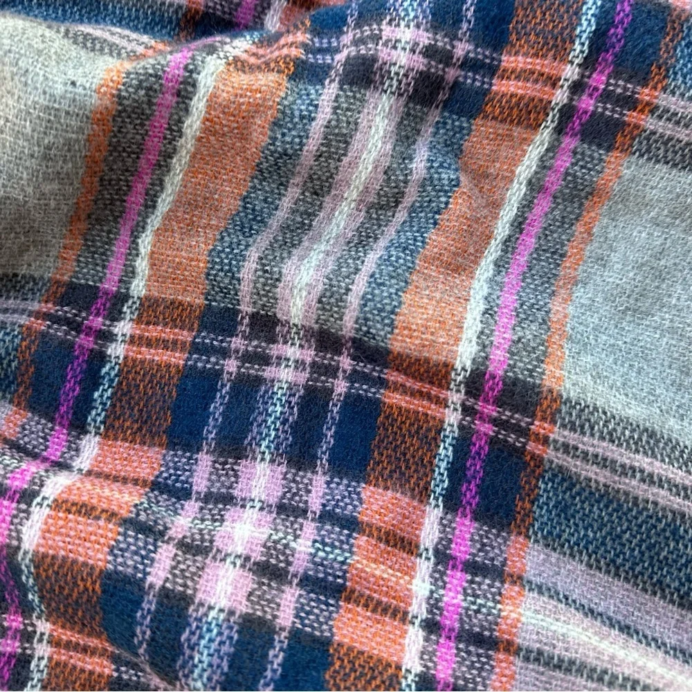 Shiraleah Chicago Grey Orange Plaid Autumn Scarf Wrap